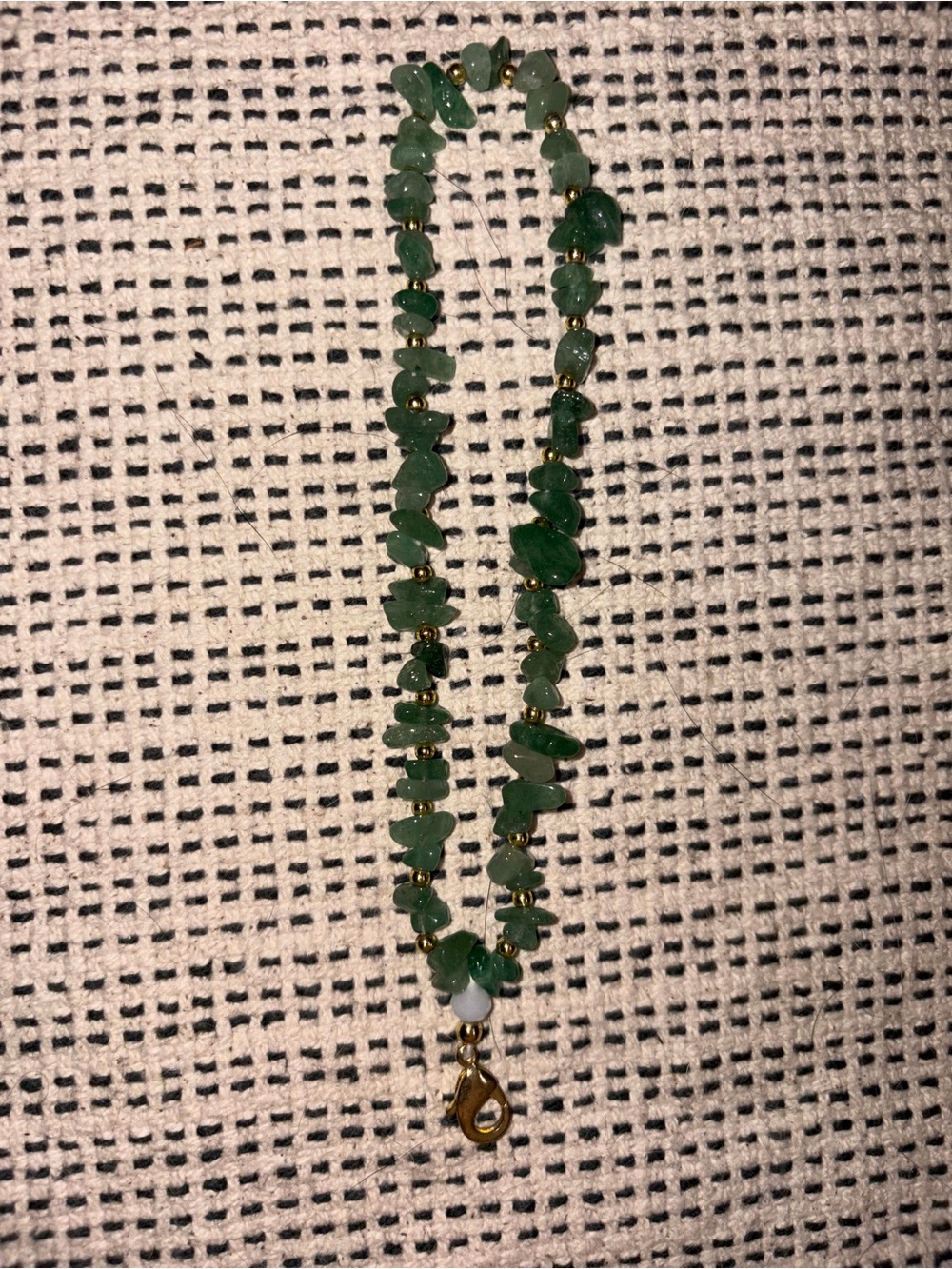 Green Beaded Chip Wristlet with Gold Accents